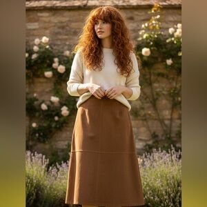 Max Studio London Brown Faux Suede Aline Midi Skirt Size 16